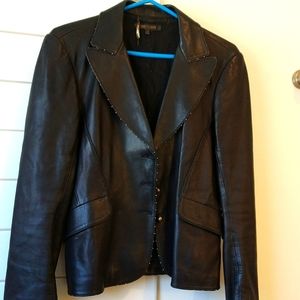Roberto Cavalli black leather blazer